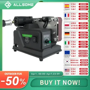 Mini levigatrice a nastro Allsome, levigatrice elettrica da 180 W con nastri abrasivi da 10 pezzi 533 * 30 mm, adatta per batteria Makita 18 V