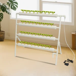 Bymaocar Kit per coltivazione del sito idroponico 36 fori 4 tubi Sistemi per coltivazione di piante senza terra Flusso Giardino per colture di acque profonde con pompa