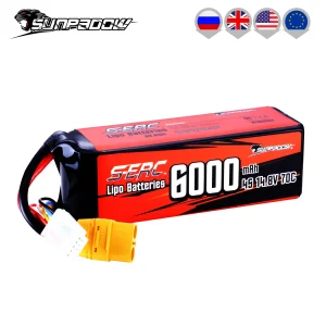 SUNPADOW 4S Batteria Lipo ricaricabile 14.8V 6000mAh 70C Soft Pack con XT90 per RC Buggy Truggy Veicoli Auto Barca Camion Serbatoio