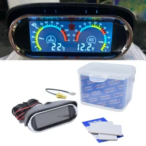 Sensore di temperatura dell’acqua LCD digitale orizzontale 2 in 1 10mm 1/8 Voltmetro Voltmetro 12V/24V per auto camion moto