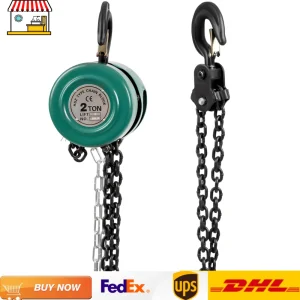 Paranco a catena manuale Utensile di sollevamento manuale industriale in acciaio al manganese da 2 tonnellate da 9,51 piedi con fibbia rotante