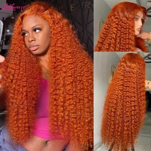 Silkwave Onda di Acqua 13×4 Arancia Zenzero Parrucca Anteriore Del Merletto Parrucche Dei Capelli Umani Ricci 30 Pollici Onda Profonda 13×6 HD Parrucca Frontale Del Merletto Per Le Donne