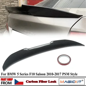 PSM Style per BMW F10 F18 serie 5 coperchio del bagagliaio posteriore Spoiler Wing 2011-2017 M5 530i 535i 550i aspetto in fibra di carbonio deckcoperchio Lip Trim
