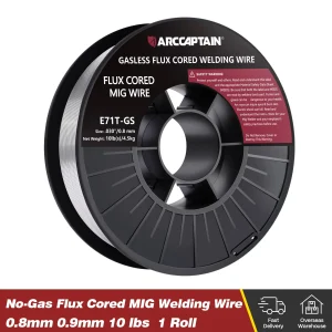 ARCCAPTAIN Filo per Saldatura MIG Nucleo di Flusso Senza Gas 1 Rotolo 10Lbs 4.5KG 0.8mm E71T-GS Acciaio Dolce Autoprodotto Per Saldatrice MIG