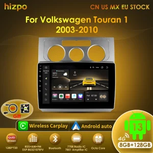 Hizpo 10.1 “navigazione GPS Android Auto per Volkswagen Touran 1 2003 – 2010 Autoradio Video Lettore multimediale Wireless CarPlay