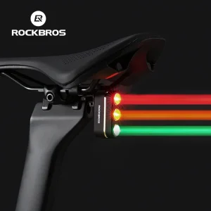 ROCKBROS Fanale posteriore per freno intelligente per bicicletta MTB Bici da strada Luce di rilevamento freno automatico IP64 Fanale posteriore di ricarica di tipo C impermeabile