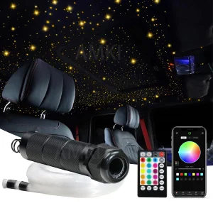 Luce stellare per tetto auto da 6 W APP RGBW Lampada da soffitto a stella in fibra ottica per auto Cielo stellato Luce ambientale interna