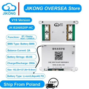 JKBMS B2A8S20P Smart BMS HEAT CANBUS 4S 5S 6S 7S 8S 12V 24V Batteria per Li-Ion LiFePO4 Lto Actice Blance RS485 Cicalino parallelo