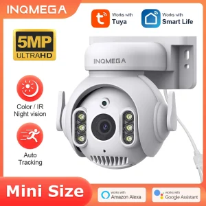 INQMEGA 5MP Wifi TUYA CAMERA Smart Cloud PTZ IP Camera Outdoor Auto Tracking Google Home Alexa videocamera di sorveglianza MINI