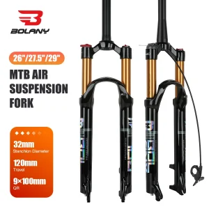BOLANY Mountain Bike Supension Aria 26/27.5/29 Pollici 120mm Aria E Olio Forcella Bicicletta A Distanza 29 A Sgancio Rapido MTB Accessori Per Biciclette