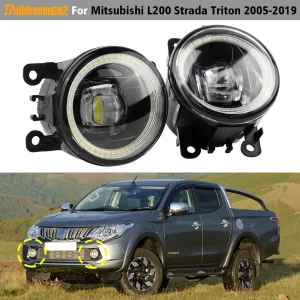 2 X Auto LED Lente Fendinebbia Angel Eye DRL 30W 6000LM Nebbia Lampada di marcia diurna per Mitsubishi L200 Strada Triton 2005-2019