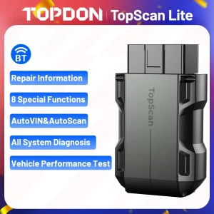 TOPDON Topscan Lite OBD2 Bluetooth Strumento scanner diagnostico per auto 8 funzioni di ripristino Lettore di codici del sistema completo wireless Test attivo
