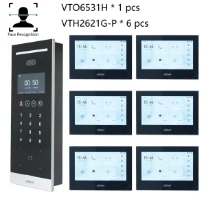Dahua KIT videocitofono IP appartamento multilingue, muslim& VTH2621GW-P, supporto sblocco codice facciale RFID, citofono, sipcampanello