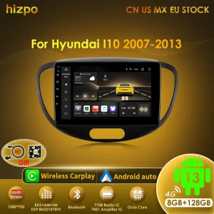 Hizpo Wireless CarPlay 2din Autoradio GPS Per Hyundai i10 2007- 2013 Lettore Video Multimediale 4G Auto Stereo Navigazione Autoradio