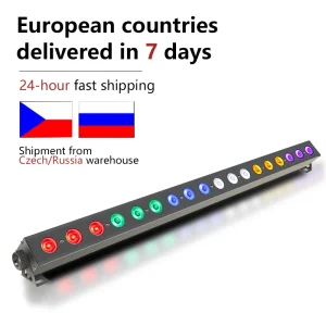 LED 18x12w RGBWUV 6 in 1 Striscia luminosa Colore silenzioso Striscia luminosa DMX512 Controllo pixel Professionale DJ Disco Lampada da parete Luce da palco