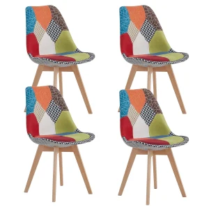 2 pezzi/4 pezzi sedie da pranzo nordiche sedie patchwork colorate con gambe in legno e sedile imbottito poltrona lounge per cucina soggiorno