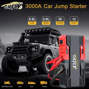 Avviatore di Emergenza per Auto GKFLY, Dispositivo di Avviamento con Cavi, Power Bank Portatile, Caricabatterie, Booster