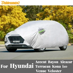 Copertura completa per auto Anti UV Parasole Neve Copertura resistente alla pioggia per Hyundai Accent Bayon Alcazar Venue Veloster Terracan Kona i10