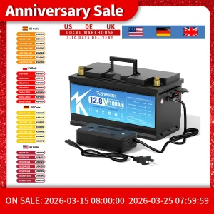 KEPWORTH 12V 100Ah Batteria al litio ferro fosfato Aggiornato BMS 6000 cicli per camper camper Carrello da golf Fuoristrada Fuoristrada Fuoristrada Fuoristrada Vento solare