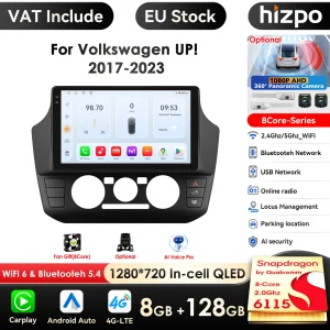 Hizpo Car Intelligent Systems Carplay autoradio Android per Volkswagen UP! 2017 -2023 in su lettore Video multimediale A/C manuale WIFI