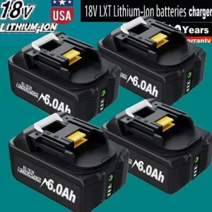 Batteria da 4 pezzi da 6,0 Ah per utensile a batteria Makita 18V LXT Li-ion BL1860 BL1850 BL1830