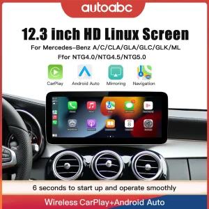 Wireless Carplay/Android Auto 12.3 ”Touch Screen Multimediale per Mercedes Benz NTG5.0 ABC GLE W167 W212 W246 W205 W176 C117
