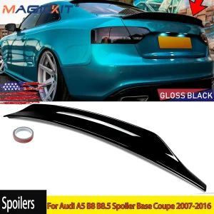 Per Audi A5 B8 B8.5 07-16 CAT Duckbill Style Gloss Black Baule posteriore Spoiler Ala