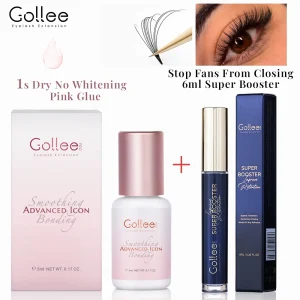 Gollee 1s Colla ad asciugatura rapida Colla per ciglia Gelatina Rosa Estensione ciglia Colla Adesivo per ciglia Booster Strumento acceleratore per apertura cuticola