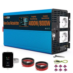 Convertitore di tensione di alimentazione portatile da CC a CA con inverter a onda sinusoidale pura da 4000 W 8000 W 12 V 24 V 230 V con telecomando per barca camper