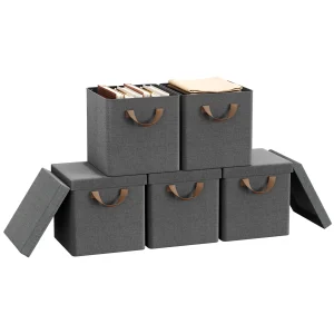 WOLTU 3/5PCS Organizzatore di abbigliamento pieghevole con coperchio Scatola di immagazzinaggio per armadio in tessuto Organizzatore di giocattoli pieghevole per soggiorno camera da letto