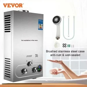 VEVOR GPL Riscaldatore di Acqua Calda Riscaldatore di Acqua a Gas Istantaneo Caldaia a Gas Propano Butano 6-18L GPL Caldaia Elettrodomestico Riscaldatori Esterni