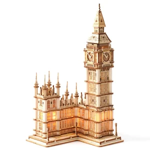 Robotime Rolife Fai da te 3D Tower Bridge Big Ben Famoso edificio Gioco di puzzle in legno Giocattolo di facile montaggio Regalo per bambini Adolescenti Adulti