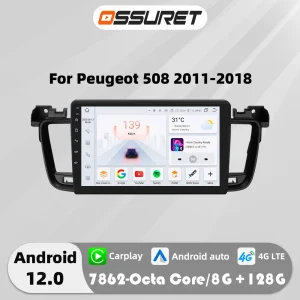 9 pollici Carplay Android 12 Autoradio Per Peugeot 508 2011-2017 2018 autoradio lettore multimediale GPS navi Schermo Auto Stereo Audio