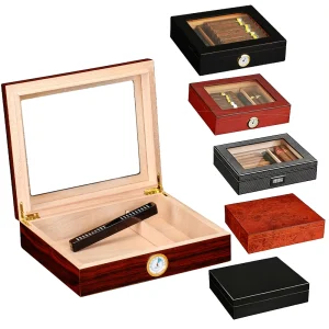 GALINER Cigar umidificatori portatili custodia in legno di cedro Puro accessori per fumatori umidificatore igrometro per sigari per Charuto Box Travel