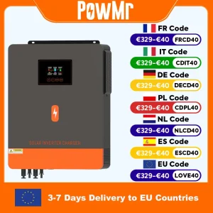 PowMr 10.2KW Inverter solare ibrido 48V 220V sulla rete Off Grid Inverter a onda sinusoidale pura Doppia uscita MPPT 160A Caricabatteria solare
