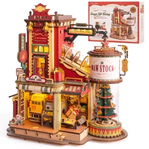 Robotime Rokr Dream Gift Factory Puzzle in legno 3D Regali di Natale Giocattolo con luce e musica per bambini Kit di blocchi di costruzione per bambini