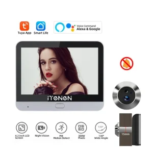 Tuya Smart Security Home Porta digitale Peephol con schermo da 4,3 pollici 3MP Wireless 2.4G Wifi Video Eye Door Camera Microfono incorporato