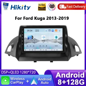 Hikity 9 ”Android Carplay autoradio per Ford Kuga 2013-2019 lettore multimediale RDS DSP Wifi GPS Bluetooth navigazione autoradio
