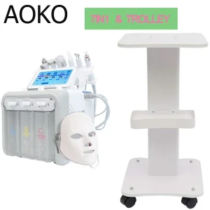 AOKO 6/7 In1 H2-O2 Idro Dermoabrasione Microdermoabrasione Bio-lifting Spa Viso Ance Detergente per Pori Macchina per Bolle Facciali