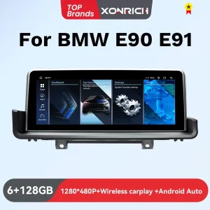 XONRICH Wireless CarPlay Andorid Auto autoradio per BMW E90 E91 E92 E93 2005-2012 GPS 4G WiFi AI Voice 128GB Multimedia