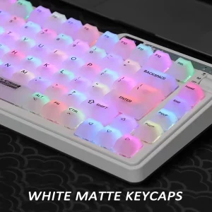 MAIMOOO Keycap Bianco Latte Opaco Trasparente PC 122 Tasti Cherry per Tastiera Meccanica Keycap Russo Hangul Coreano
