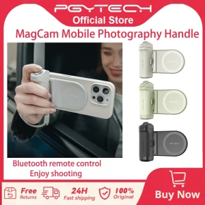 PGYTECH MagCam 1&2 Impugnatura per Telefono 3-in-1, Kit Modulare per Fotocamera con Telecomando Bluetooth