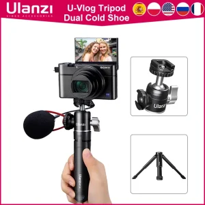 Ulanzi Mini Vlog Treppiede Dual Fredda Shoe Ballhead per Microfono HA CONDOTTO LA Luce Estendere Smartphone Treppiede per Sony A6400 Fotografia kit