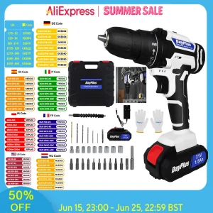 Set di trapani a percussione portatili a batteria da 21 V con batteria ricaricabile agli ioni di litio da 1500 mAh 25 + 1 impostazione di coppia 45 Nm