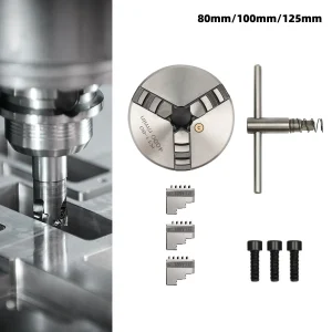 Mandrino per tornio autocentrante a 3 griffe da 80 mm/100 mm/125 mm, ganascia esterna e set di ganasce interne per macchine utensili CNC/fresatura/foratura