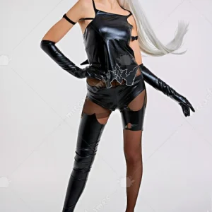Miccostumes Donna Nero Costume Cosplay Body Calze Guanti