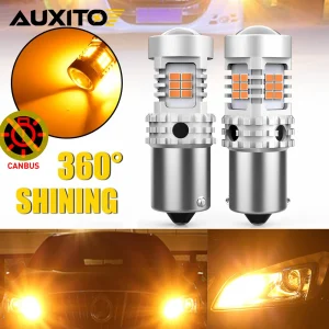AUXITO 2x Lampadina A Led BAU15S CANBUS No Hyper Flash Indicatori di direzione PY21W 7507 Ambra Giallo Lampada Auto Per BMW E46 E39 E90 F10 E87