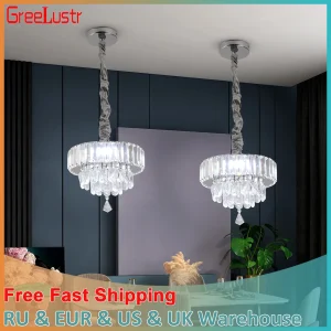 Lampadario moderno a sospensione Lampadario a led in cristallo di lusso Isola della cucina Lampada da soffitto a sospensione Soggiorno Decorazioni per la casa Lustre Fixture