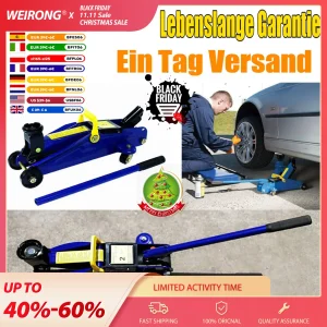 Getto idraulico in acciaio per carrello DayPlus 2 tonnellate, altezza di sollevamento piatta 135-320 mm, 360 °   Sollevatore per auto con ruote, supporto per asse per casa, lavoro