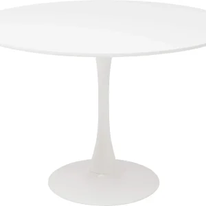 Tavolo rotondo bianco da 110 cm fisso Gina cucina sala da pranzo soggiorno mobili in stile nordico moderno tavolino da balcone bianco/nero